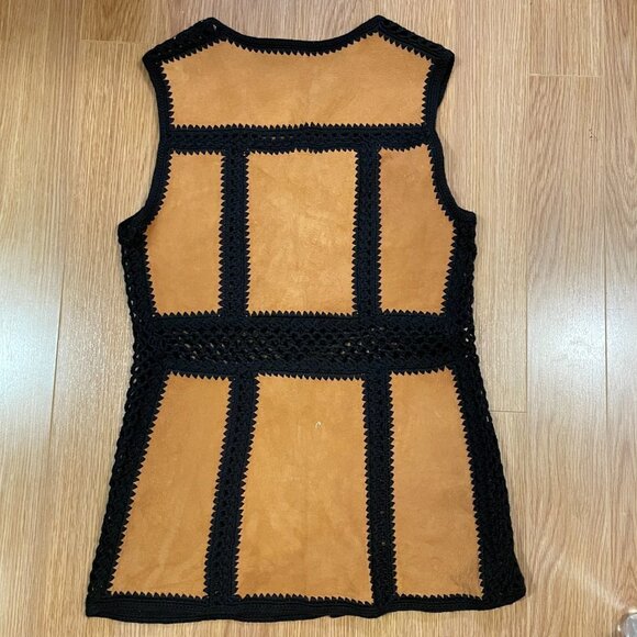 Vintage Prêt-à-Porté Paris Genuine Suede Wool Knit Vest - M - Picture 4 of 10